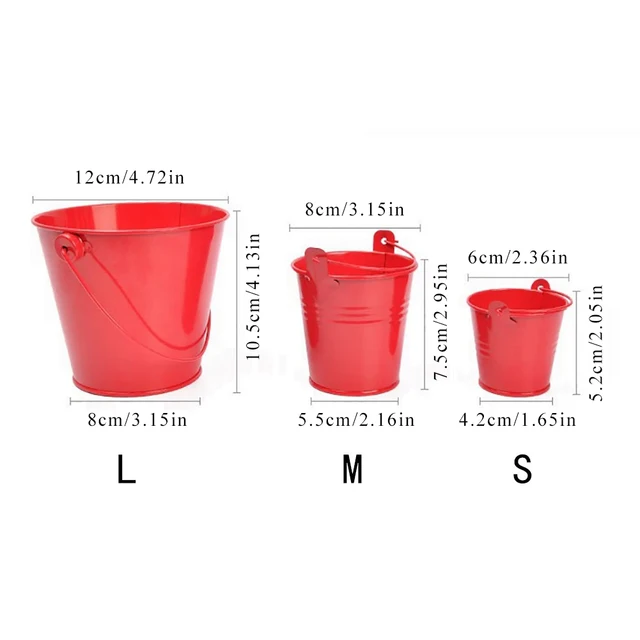 2 PCS Metal Iron Flower Pot with Handle Mini Bucket Hanging Balcony Garden Office Home Decor Planter Candy Basket 6