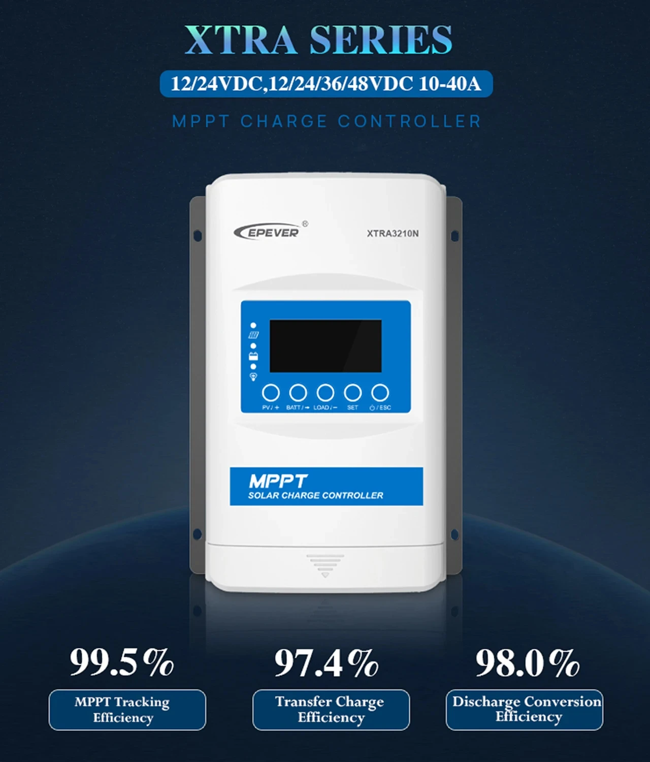 EPEVER 30A 40A MPPT Solar Charge Controller XTRA4210N G3 XTRA3215N G3 12/24VDC I