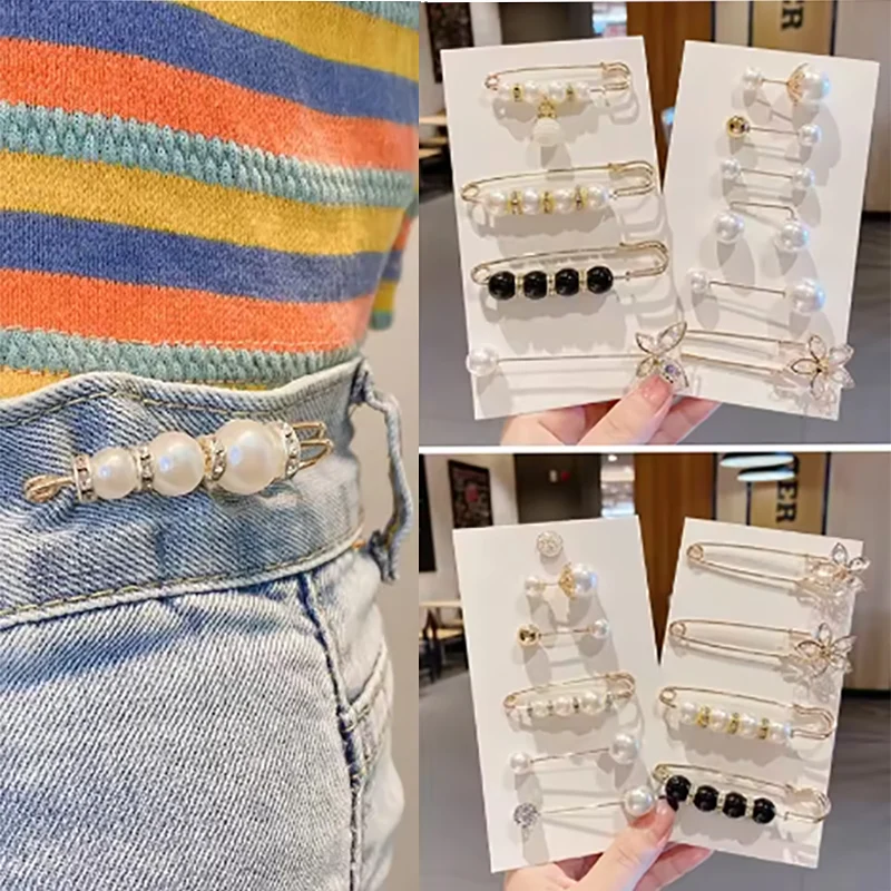 1Set Detachable Pearl Brooch Pins Fastener Pants Pin Button Sewing-Free Buckles For Jeans Sweater Perfect Fit Reduce