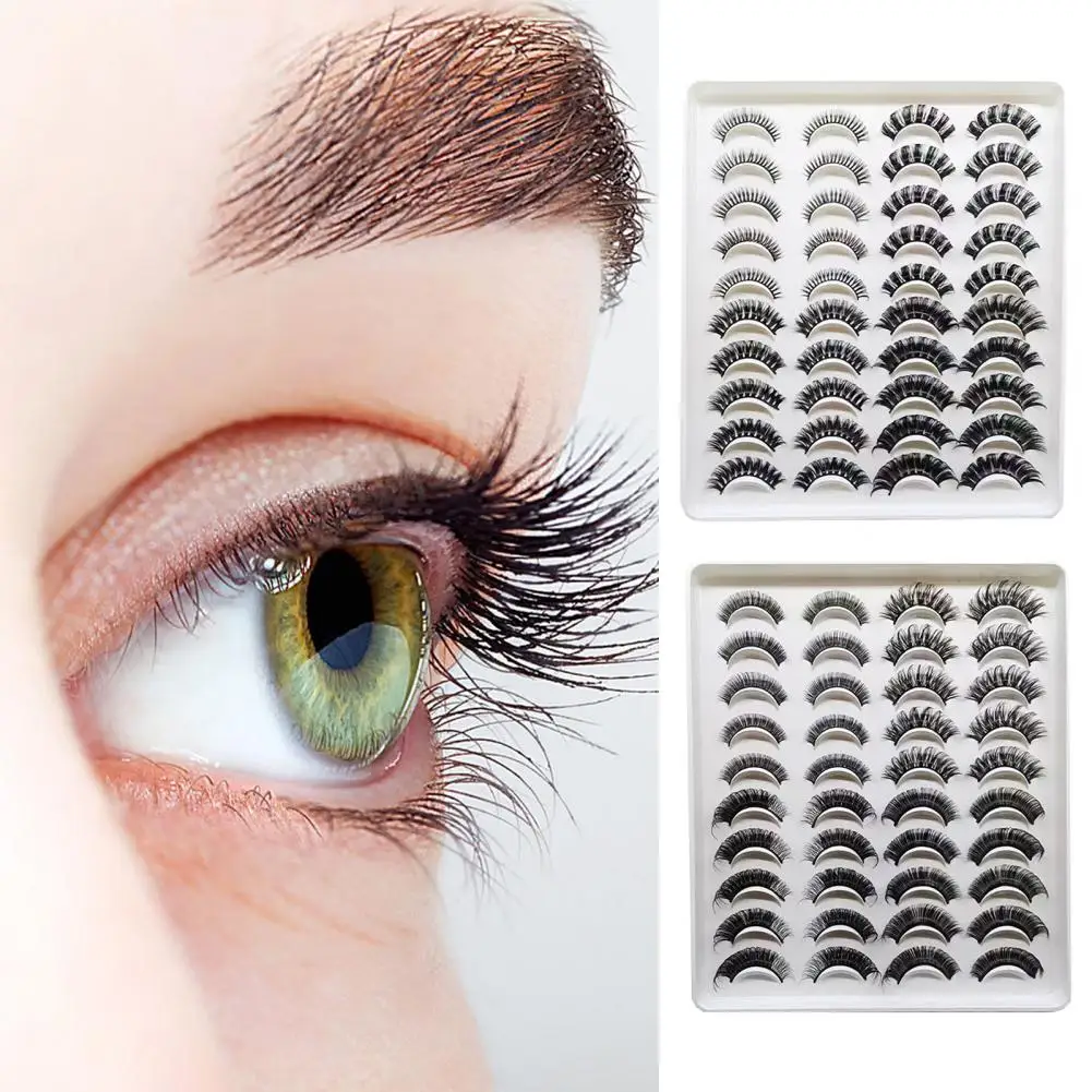

Dropshipping!! 20Pairs/Box Natural Crossed False Eyelashes 3D Effect Thick Curly Faux Lashes Fake Eyelashes Eye Makeup Tools