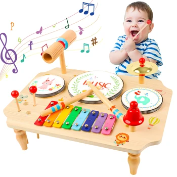 Children's Drum Kit, Multi-in-1 Musical Instruments Children From 1 2 3 Years With Xylophone, Montessori Baby Toy, Children's To 1