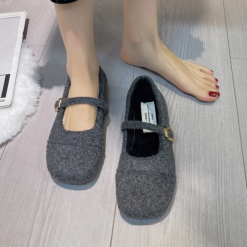 Pelzfutter Damen Flache Schuhe Komfort Runde Zehen Weiche Sohle Schuhe Outdoor Warm Kurze Plüsch Mary Jane Schuhe für Herbst Winter – Detail 24