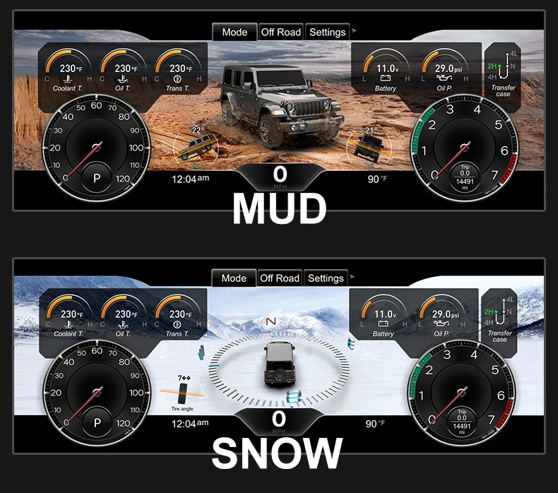 12.3'' full HD LCD Digital Instrument Cluster For Jeep Wrangler JL/Gladiator 201