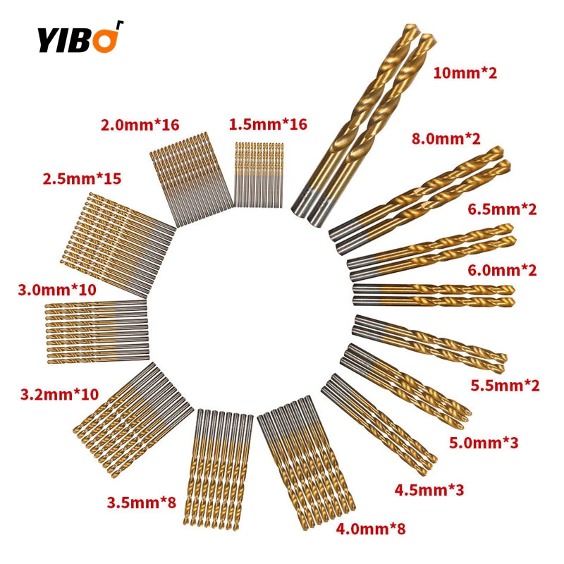 

99Pcs Titanium Drill Bit Set For Copper Aluminum Alloy with Storage Case Steel Wood Plastic Metal