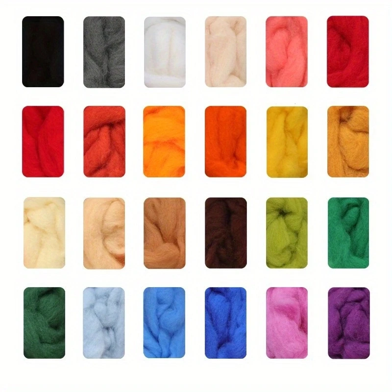 1 Set 24 Colors Queensland 70S Wool Roving For Needle Felting Hand Spinning DIY Fun Doll Needlework 5g/bag wool felting kit needle felting wool