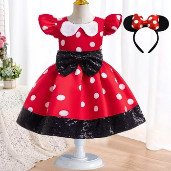 0-6-year-old baby girl cute cartoon childrens summer childrens round dot princess skirt girl birthday party Christmas clothing d 1