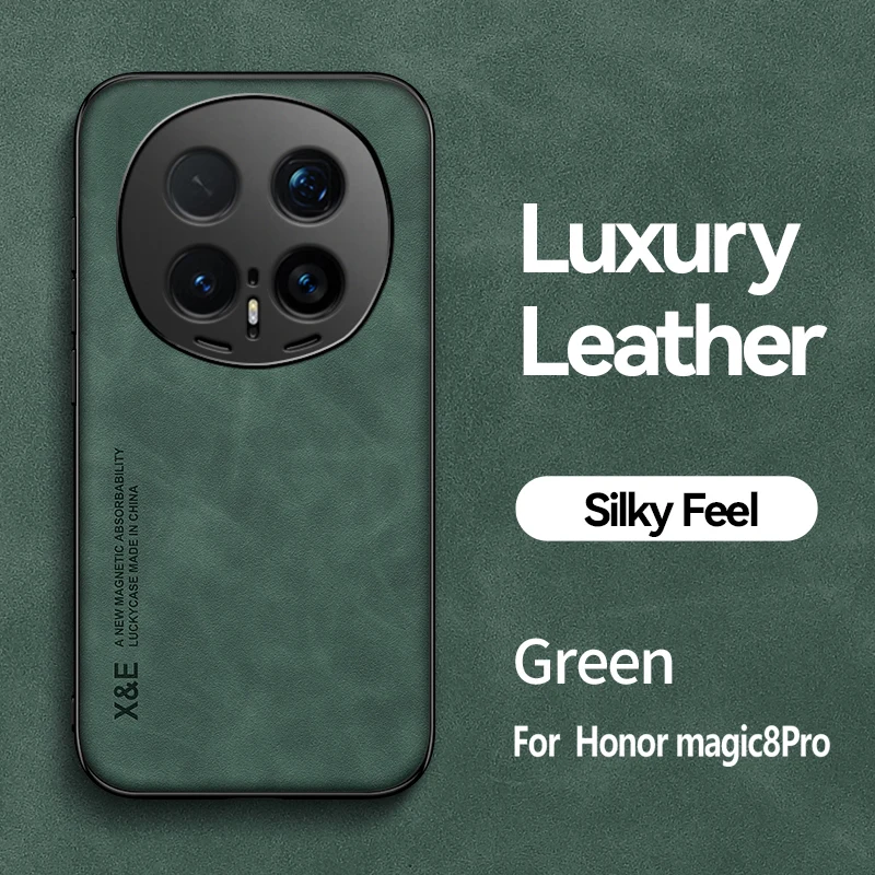 EUCAGR PU Leather Magnetic Shockproof Phone Case with Metal Plate