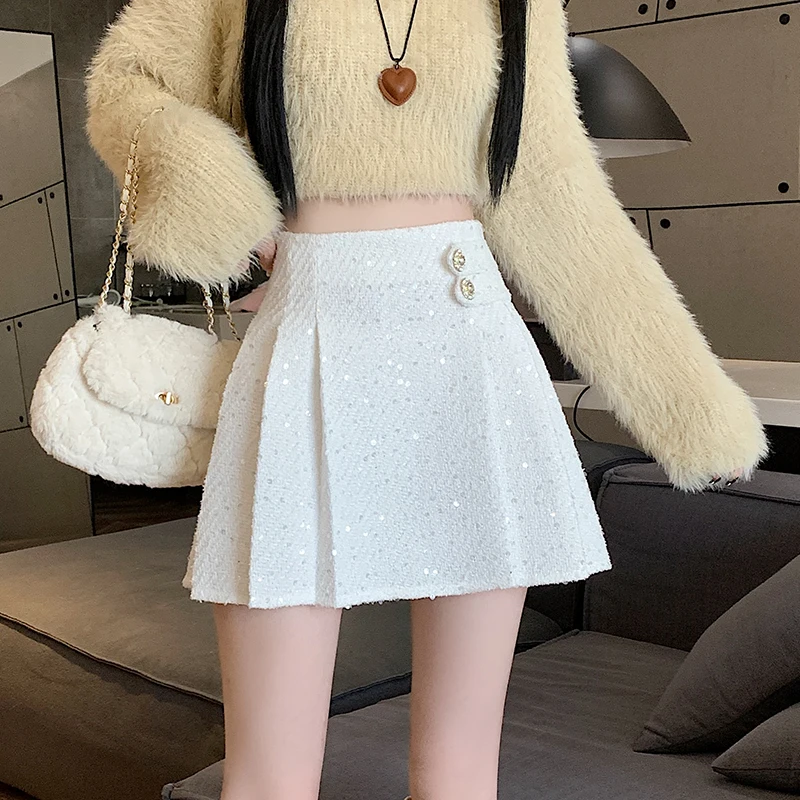 韓国商品/THREE TIMES Smocking dream skirt New Fashion Korean Mini Skirt Y2K Streetwear High Waist
