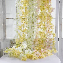 180cm Artificial Cherry Blossom Flowers Wedding Garland Ivy Decoration Fake Silk Flowers Vine for Party Arch Home Decor String