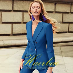 Women's Double Breasted Jacket and Pants Set, Formal Business Workwear, High Quality Blazer Suit, 2 Piece Set
