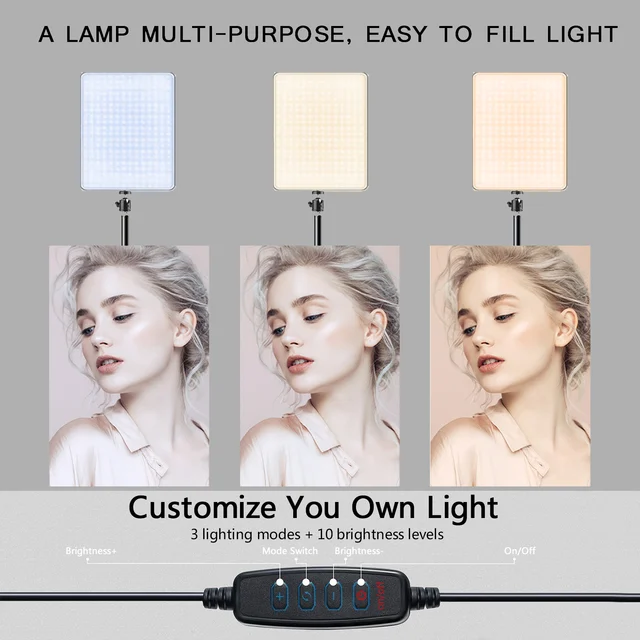 LED Video Lights Conference Photography Lighting Selfie Light Photo Studio Lamp With Tripod for Shoot Live Streaming TikTok Zoom 5