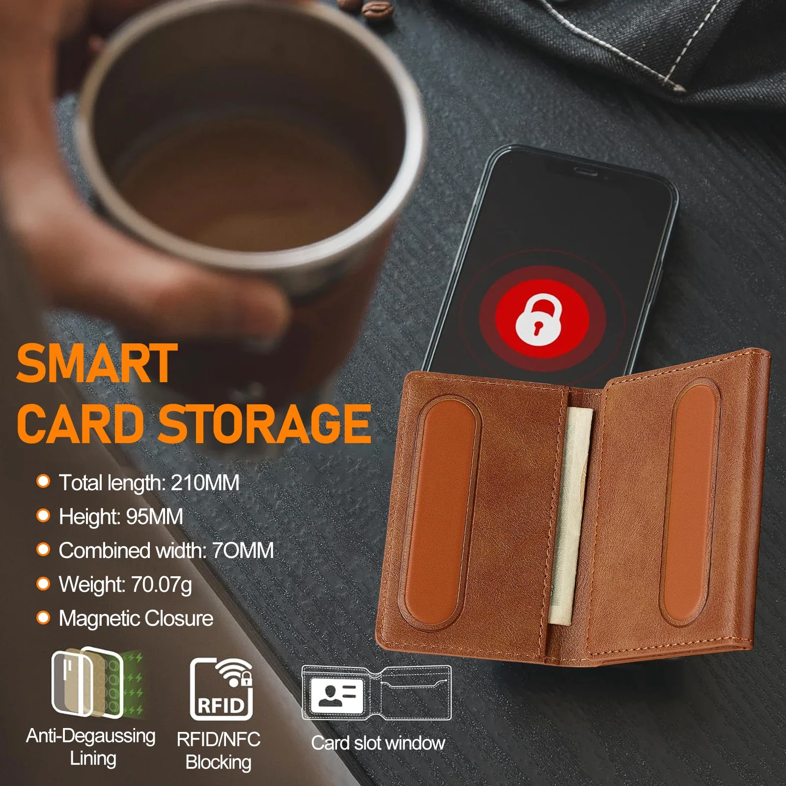 Magnetic Leather Card Holder Wallet with Magsafe Functionality