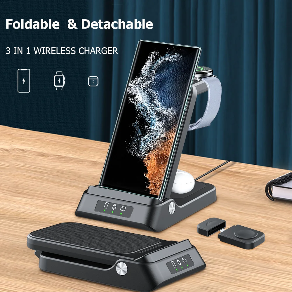 Wireless Charger for Samsung 3 in 1 Qi Fast Charging Station for Samsung Galaxy Watch 5 Pro 4 S23 S22 Ultra Portable Charger 1