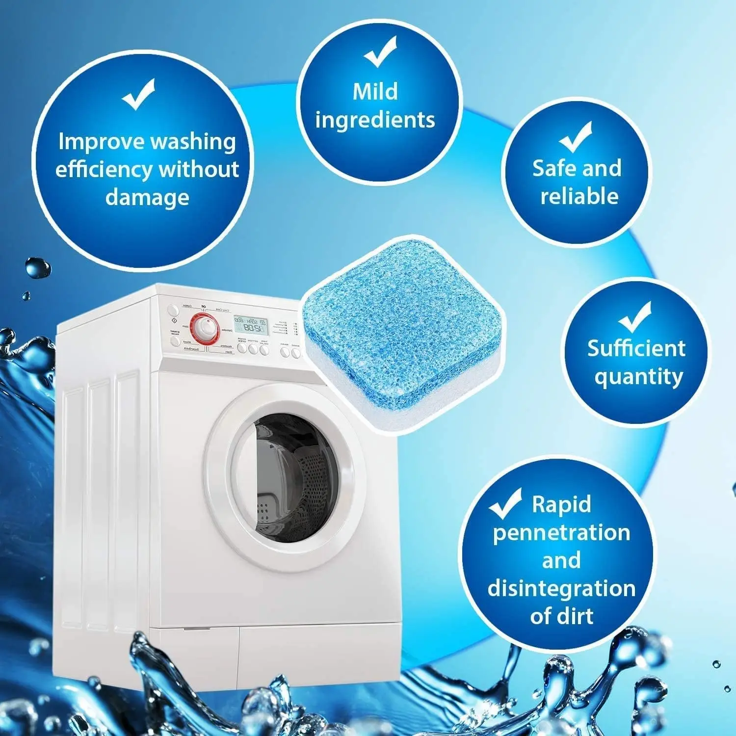 Washing Machine Cleaner Tablets 12/24Pcs For Front Loader And Top Load HE