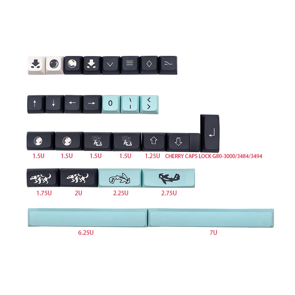 980 104 teclado mecânico gmk chave tampa 7u divisão barra de espaço