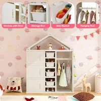 Kids Dress Up Storage, Open Hanging Armoire Closet with Storage Bins, Shelves, Side Baskets, Kids Dress Up Rack for Kids Room 2