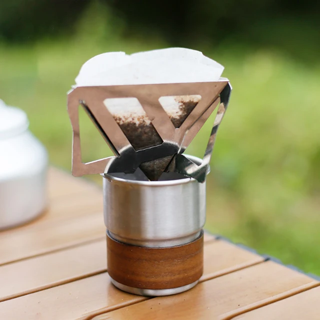 Coffee Drip Rack Outdoor Camping Portable Stainless Steel Folding Funnel Filter Cup Coffee Stove Coffee Residue Filter