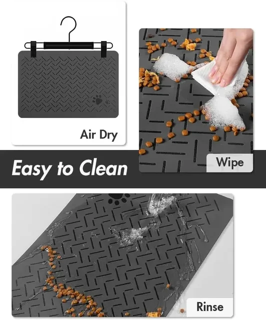Absorbent Pet Feeding Mat-No Stains Quick Dry Dog Mat for Food and Water Bowl-Rubber Backing Dog Food Mat for Messy Drinkers 4
