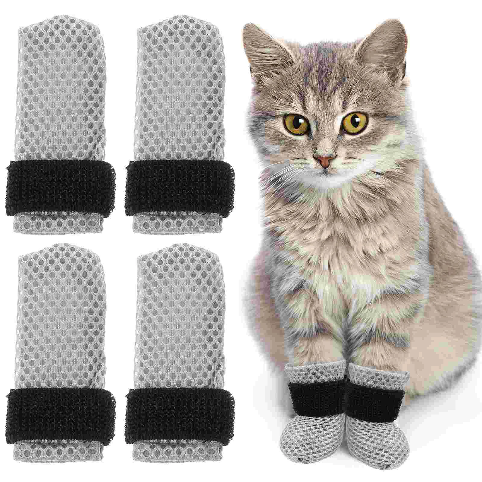 Cat Shoes Nail Covers Anti Scratch Socks Booties Claw Nails Kitten Beauty 4 Pcs For Cats