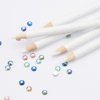 Lot de 10 crayons à strass en bois ciré blanc pour la pose de strass et de pierres précieuses, outil de manucure 4