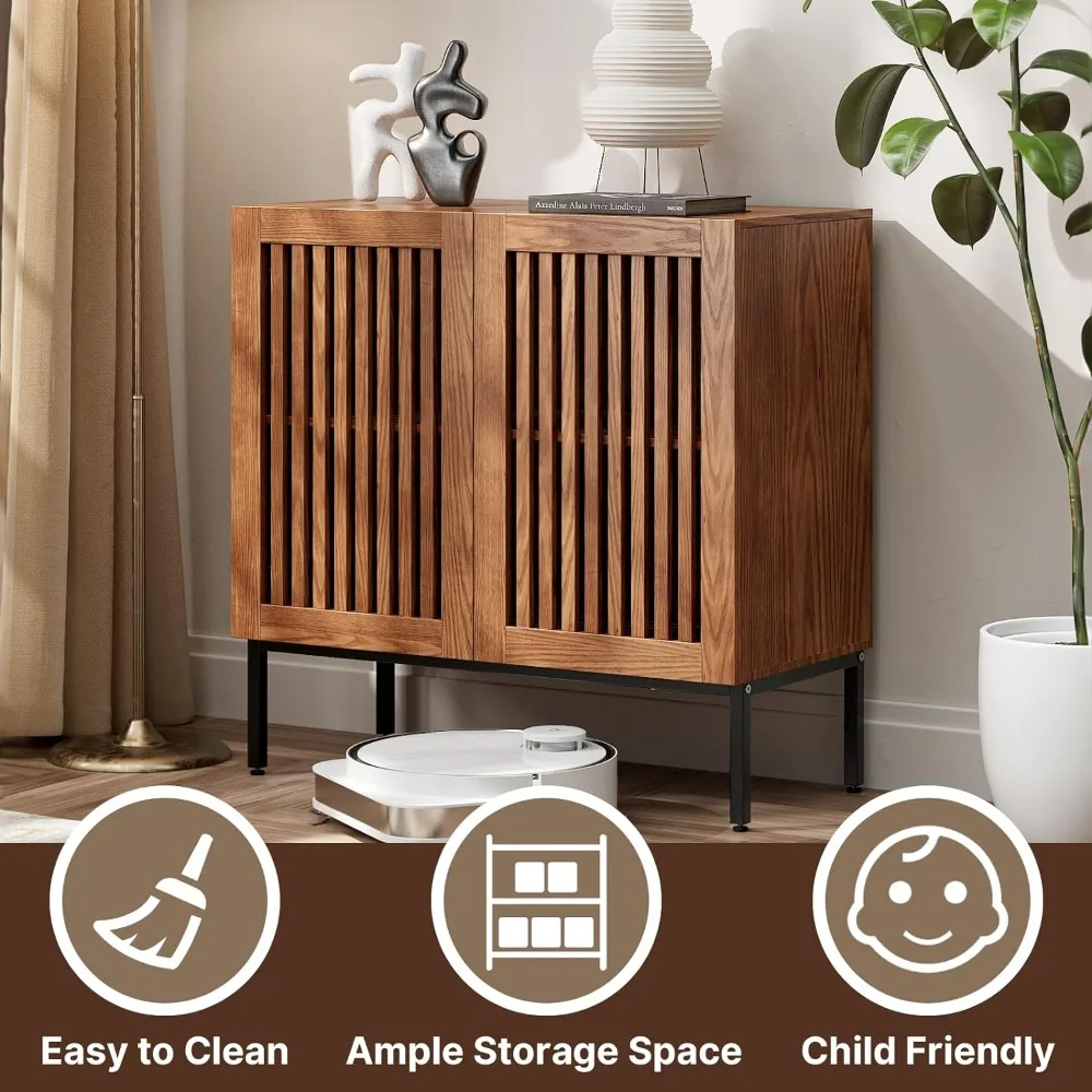 Set of 2 Accent Storage Cabinet with Doors and Adjustable Shelf, Modern Sideboard Buffet Cabinet for Dining Room, Kitchen,