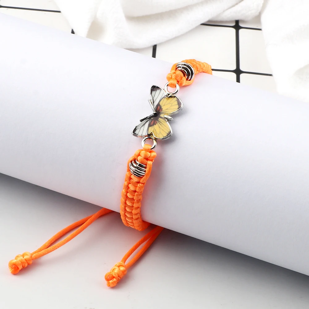 2 Bracciali Dell'Amicizia Con Farfalla, Regolabili In Cotone E Lega Di Zinco, Regalo Per Migliori Amiche