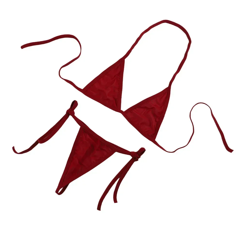 Womens Sexy Lingerie Bikini Swimwear 2 Piece Bra With Tie Side Thong Beachwear Swimsuit Microbikini Bathing Suit - Image 4