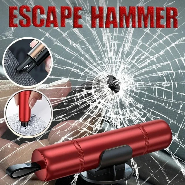 2-in-1 Car Safety Hammer Emergency Window Breaker Seat Belt Cutter Escape Rescue Tool Compact Glass Shatter Device Car Accessory 2