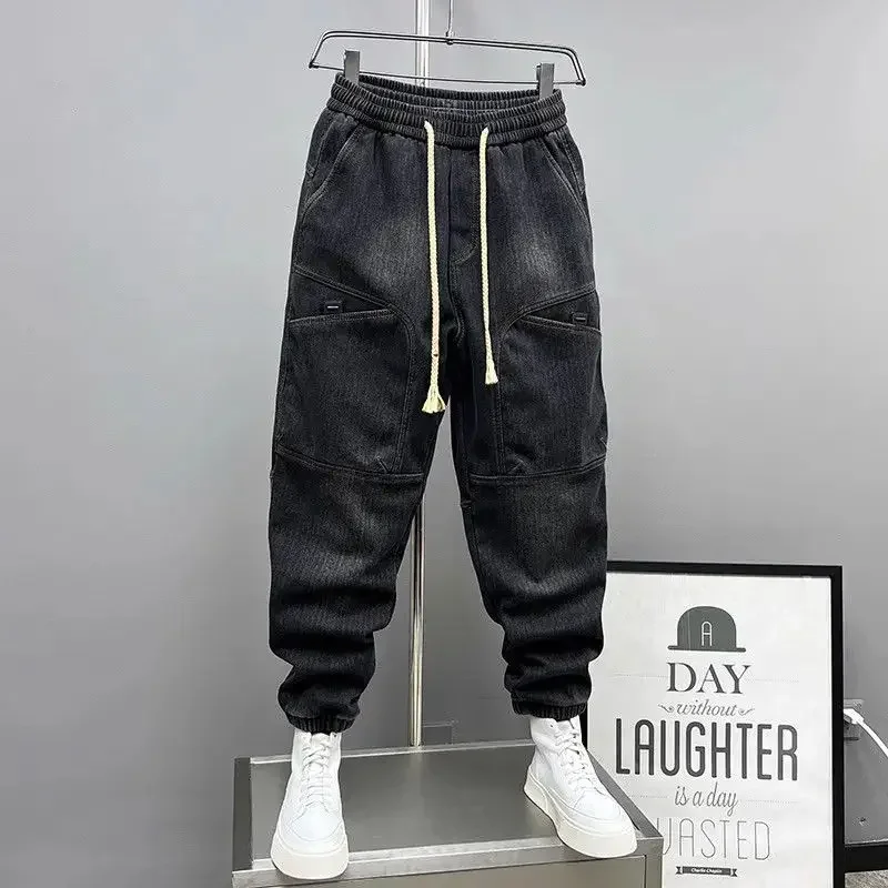 Black Cargo Jeans Leisure Simple Baggy Street Pants Fashion Harem Trousers Luxury Brand Men Clothing 4