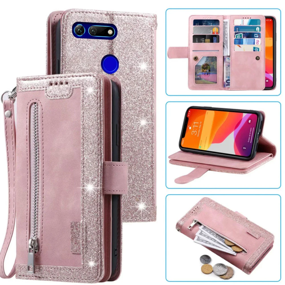 9-Card Zipper Wallet Case with Wrist Strap