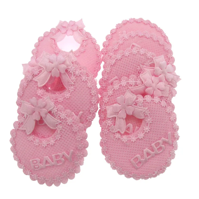

24Pcs Handmade Fabric Baby Pink Bibs Applique For Baby Shower Baptism Party Table Embellishments Decorations 5.0cm