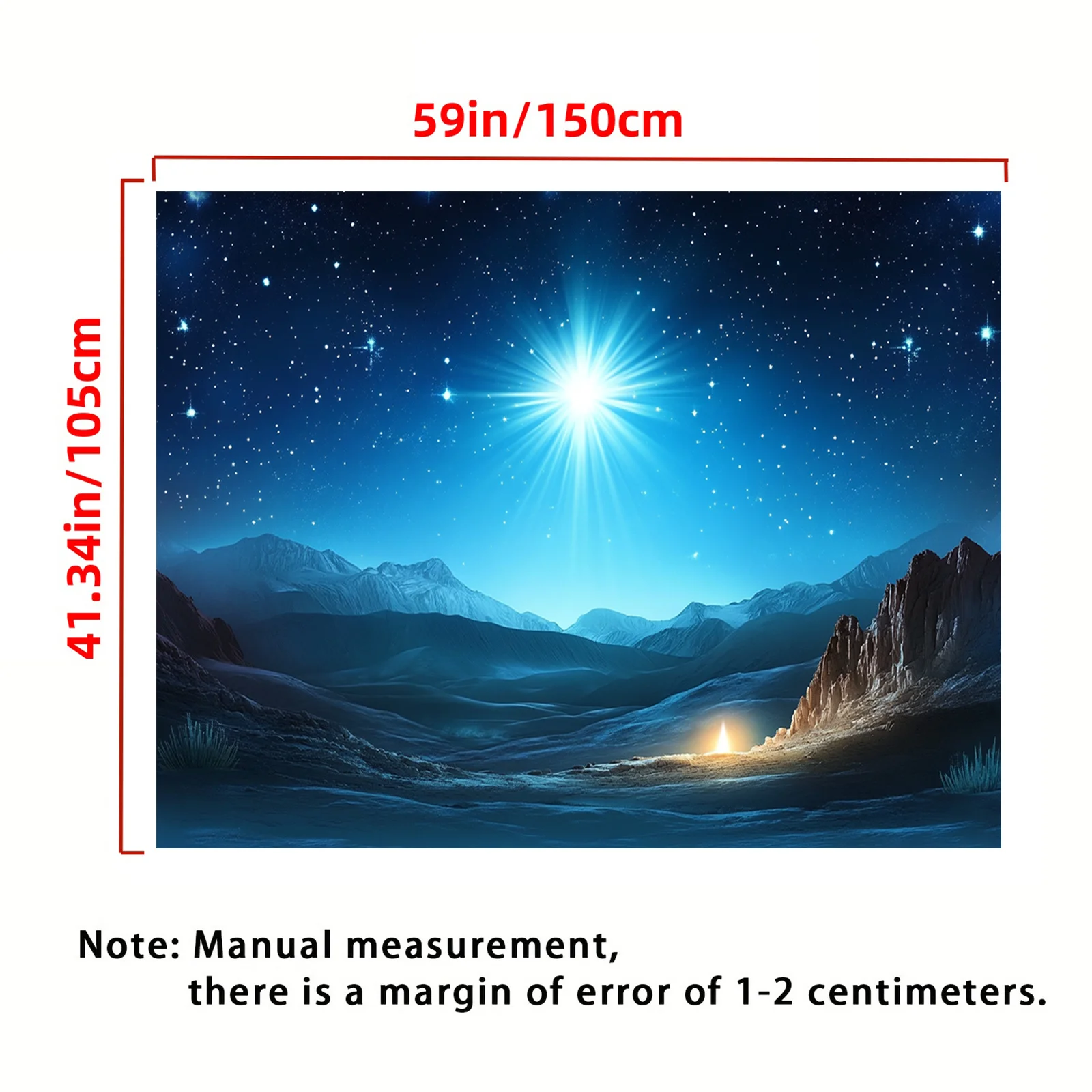 Produkt Weihnachtsgeburtsszene Stoffhintergrund – Der Stern von Bethlehem und der Krippen, Dekoration für die Bibelversammlung aus Polyester – Detail 8
