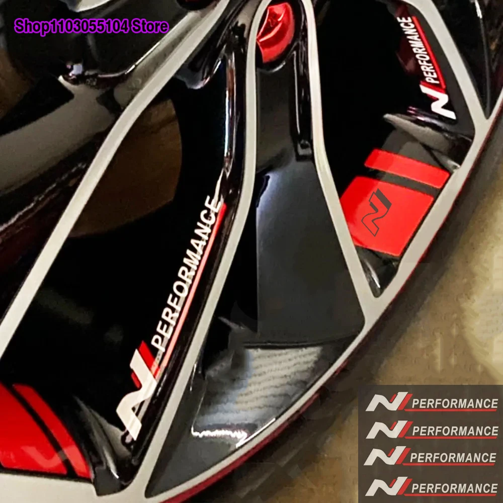 4Pcs N Performance Car Wheel Rim Sticker Per Hyundai Creta Azera Eon Kauai I10 I20 I30 I40 Ix35 Veloster Accessori Auto