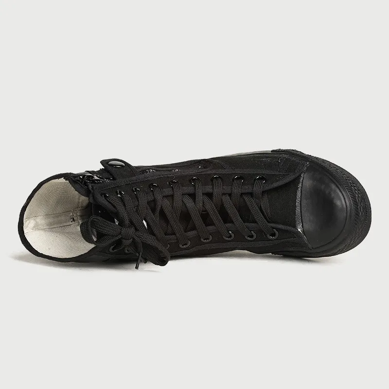 New High top Canvas Shoes  Espadrilles Zapatos Chaussure Homme Men all black Casual sneaker Flat  canvas Shoes Big Size 37-46 3
