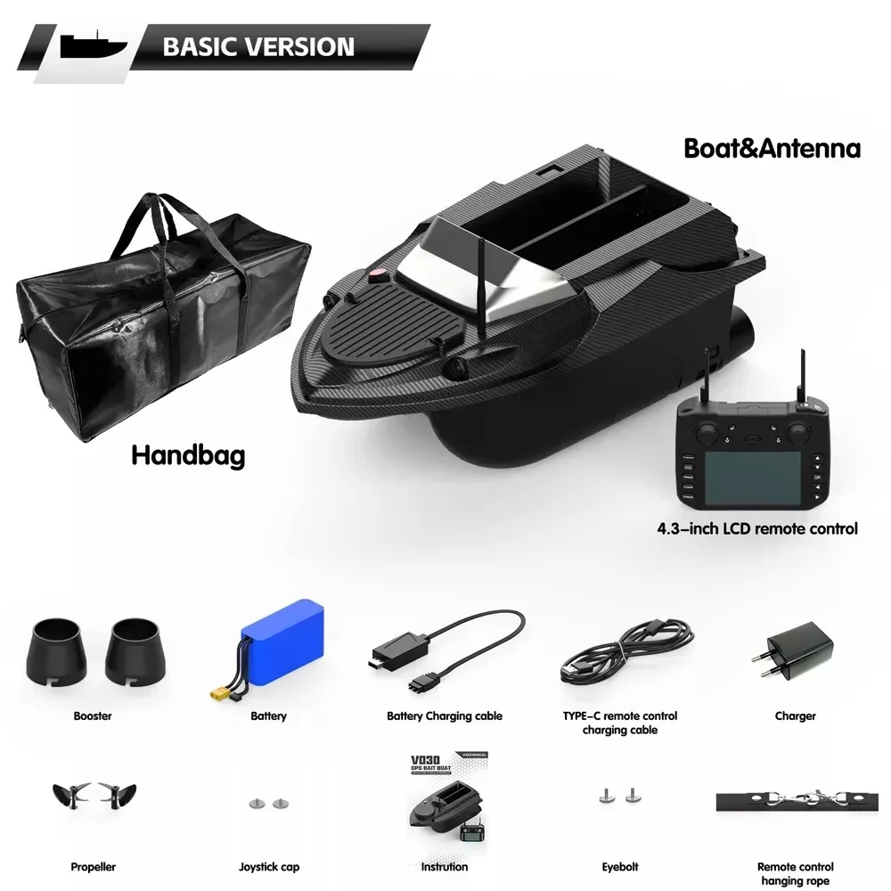 New V080 12V High Power 800M Fishing Bait Boat 180 Fishing Spots Load 3KG 15KM/H Fish Finder Intelligent Cruise Return Trawler