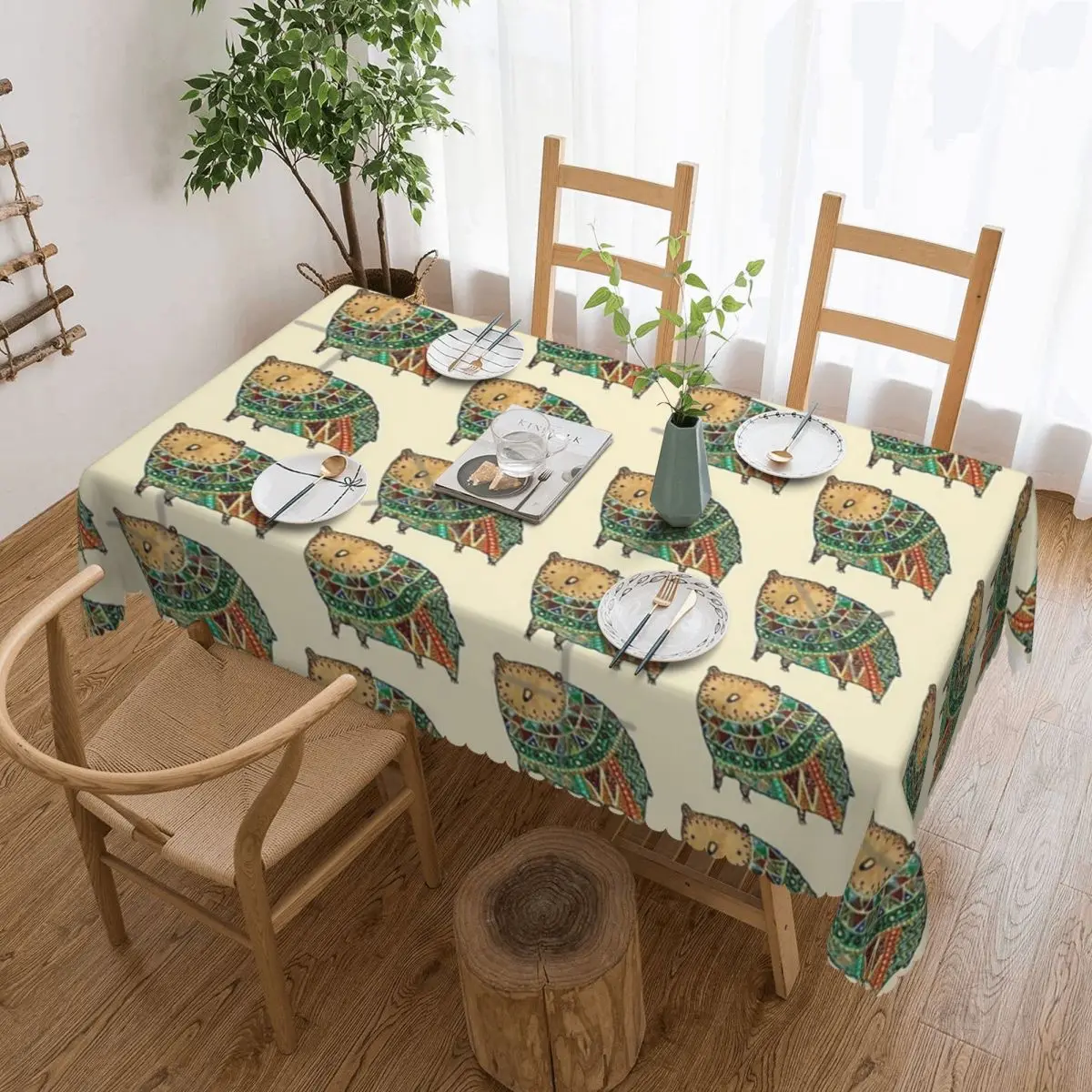 

Aztec скатерть с рисунком Маши и медведя 54x72in немнущаяся декоративная рамка для помещений/улицы