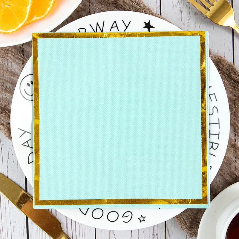 33x33cm Gold Plated Solid Color Table Dinner Tissue Napkin Paper 20Pcs/Pack Theme Party Restaurant Decoration paper napkins