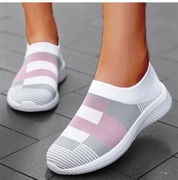 Description Picture 3 of item2024 New Fashion Sneakers For Women Casual Shoes Solid Color Trainers Women Sneakers Slip On Sock Ladies Flat Shoes Shoes Women