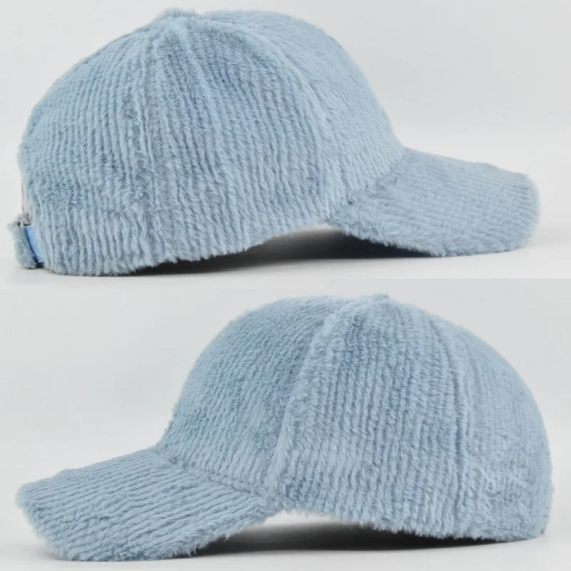 Autumn Winter Baseball Cap Women Artificial Lamb Wool Hats Keep Warm Cap Plush Baseball Caps Spring Baseball Cap Solid Sunshade 3
