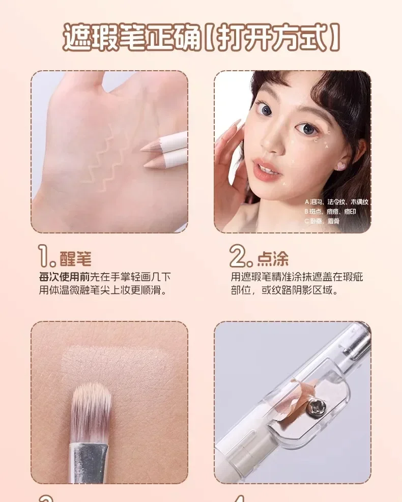 VEECCI Multi-use Concealer Pen Natural Eye Lid to Under-eye Brighten Cover Spot Whith Brush