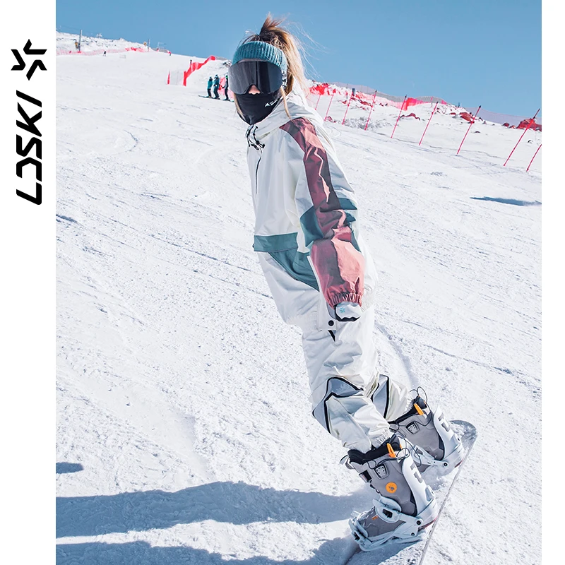 LDSKI Ski Jackets Snowboard Women Men Winter Elastic Cuffs Hoodies Outdoor Sports Warm Waterproof Reflective Design Retro2103