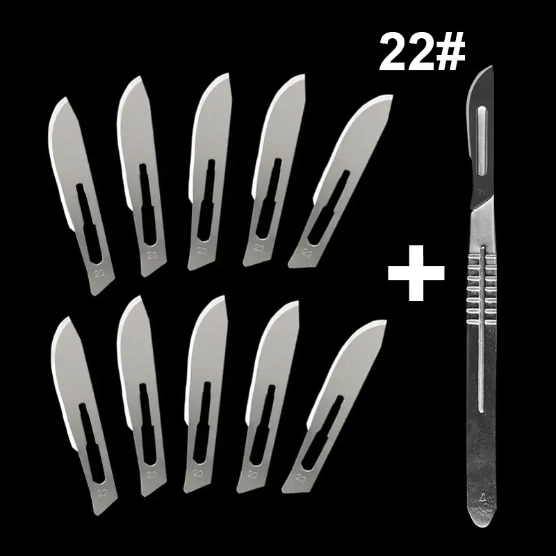 Carbon Steel Carving Metal Scalpel Blades 20# 23# Handle Scalpel DIY Cutting Repair Animal Surgical Knife Tool Kits Box Non Slip