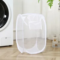 Folding Dirty Laundry Sorting Basket Washing Frame Bathroom Cloth Mesh Storage Bag Frame Bucket Laundry Organizers Storage Pouch 6