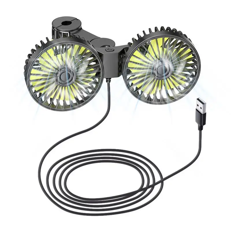 

Автомобильный вентилятор на сиденье, Вращающийся вентилятор охлаждения с двумя головками для приборной панели автомобиля, USB-вентилятор