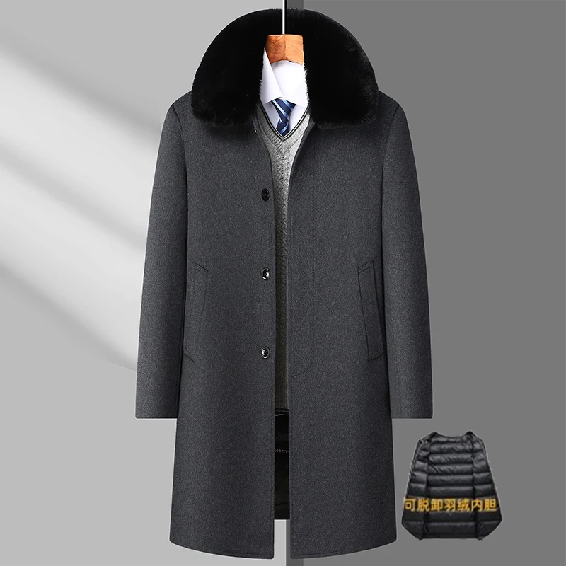 

new 2023 arrival Winter long style fashion casual trench coat men,90% white duck down inner liner thicken jackets,Overcoat male