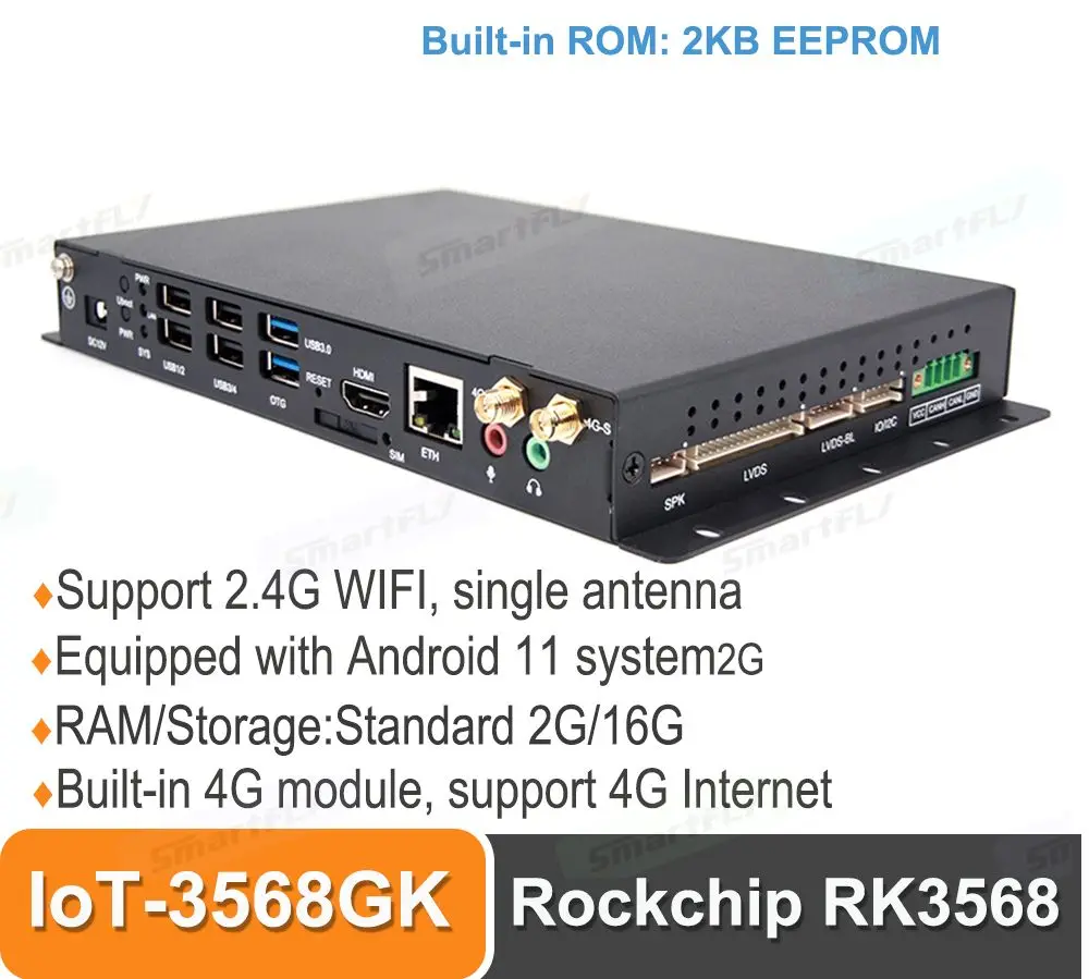 

Smartfly AIoTBOX-3568GK Rockchip RK3568 Industrial Control Box NPU up to 0.8T Industrial Control Computer Support Android 11