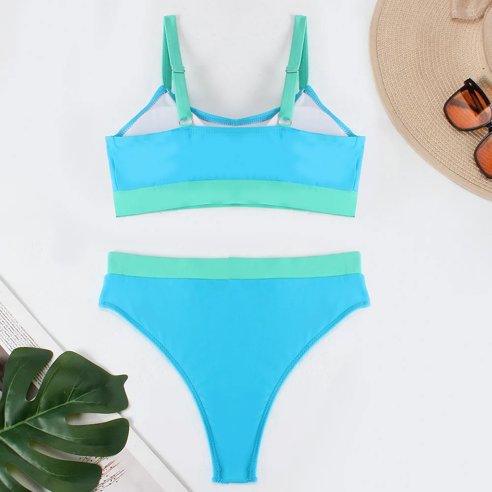 Two-Pieces Women Bikini 2024 Push-Up Padded Bra High Waist Bikinis Set Swimsuit Sports Swimwear Bathing Suit Beachwear Biquini