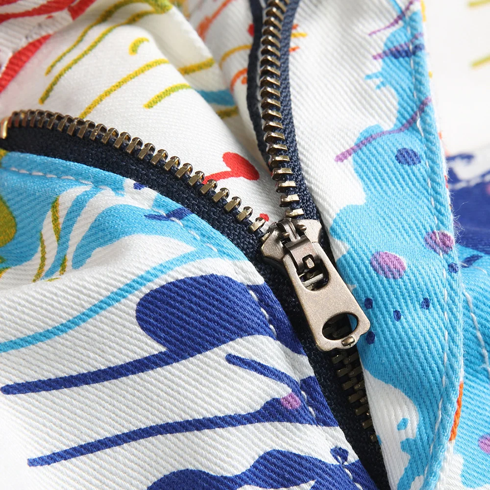 Men Jeans Summer Denim Shorts Digital Print