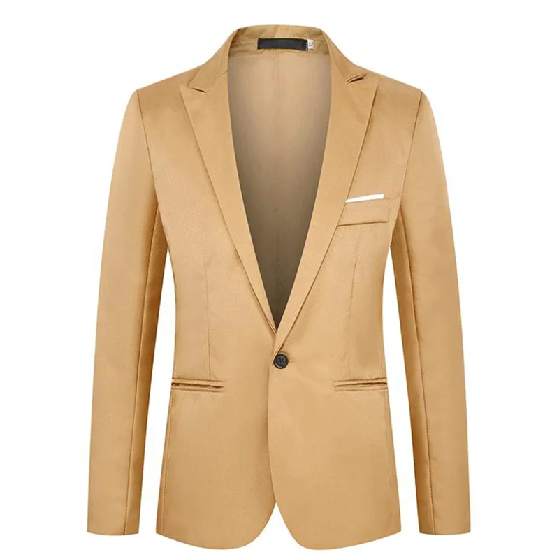 thumbnail image 1 of Traje informal de verano para hombre, chaqueta de traje antiarrugas sin planchar a la moda para oficina de negocios, traje ajustado de Color sólido para hombre, 1 of 4