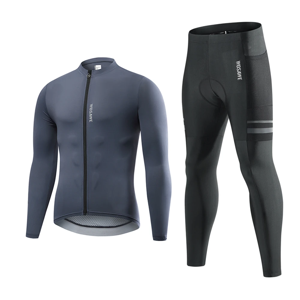 thumbnail image 1 of WOSAWE - Conjunto de ropa de ciclismo para hombre, de secado rápido, antibolitas, para carreras de carretera, primavera y verano, con bolsillos, 1 of 5